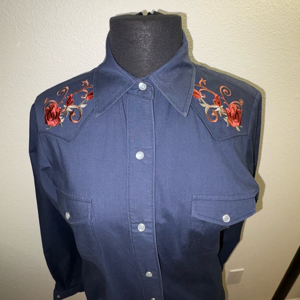 Roper Dark Blue Shirt with Logo Patch - Picture 2 of 6